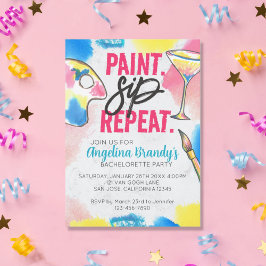 Invitación Paint and Sip Bachelorette Art Fiesta Marble