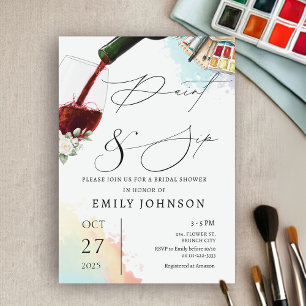 Invitación Paint and Sip Bridal Shower