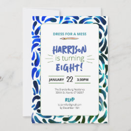 Invitación Paint Arcoiris Paint Birday Party Boy