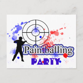 Invitación Paint Balling Fiesta Paint Red and Blue Paint Spla