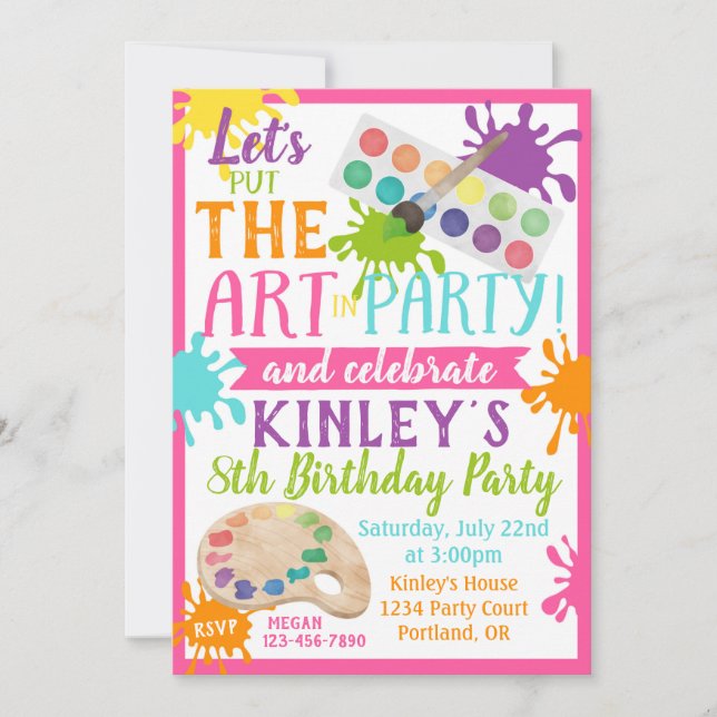 Invitación Paint BIrthday Invitation (Anverso)