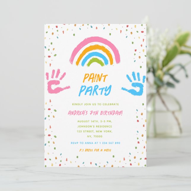 Invitación Paint Fiesta Any Age Child's Painting Art Birthday (Anverso de pie)