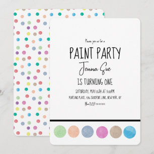 Invitación Paint Fiesta Watercolor Palette Art Cumpleaños