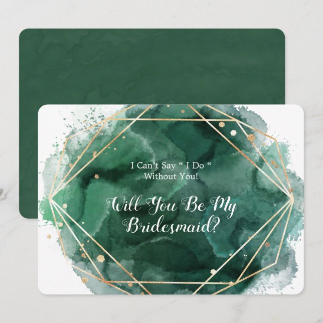 Invitación Paint Green Gold Serás Mi Novia (Anverso / Reverso)