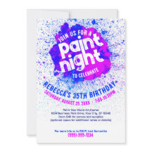 Paint Night Birthday Invite - Azul