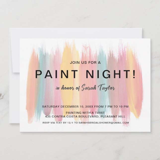Invitación Paint Night Bridal Shower (Anverso)