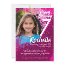Paint Paint Splatter Photo 7Birthday Invite