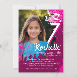 Invitación Paint Paint Splatter Photo 7Birthday Invite