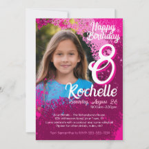 Paint Paint Splatter Photo 8Birthday Invite
