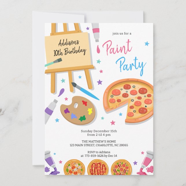 Invitación Paint Party Art Birthday Invitation (Anverso)