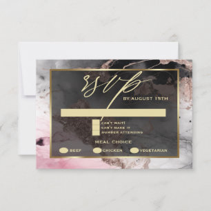 Invitación Paint RSVP moderno Resumen Rosa de oro de carbón v
