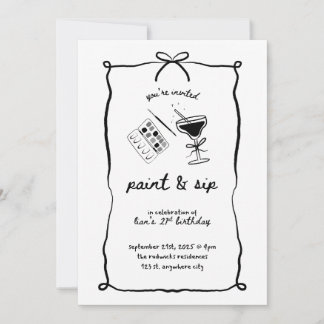 Invitación Paint & Sip 21st Birthday Invitation Template