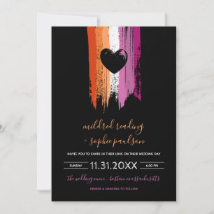Invitación Paint sorprende a la bandera lesbiana y a la Boda