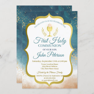 Invitación Paint Splash,Chalice First Holy Communition
