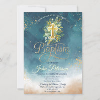 Paint Splash Floral Cross Baptism
