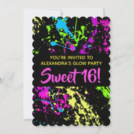Invitación Paint Splatter Sweet 16 Fiesta de cumpleaños