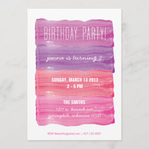 Invitación Paint Strokes Girls Birday Party