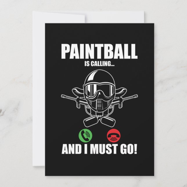Invitación Paintball Está Llamando Regalo Marcador Jugador de (Anverso)