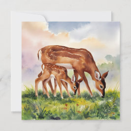 Invitación Painted Deer Mom and Baby
