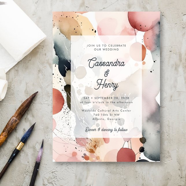 Invitación Painterly acuarela moderna Pastel Primavera Weddin (Subido por el creador)
