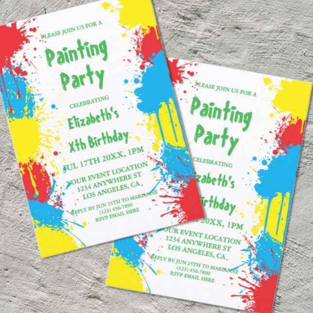 Invitación Painting Party Kids Birthday (Subido por el creador)