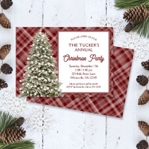 Invitación País Árbol de Navidad Fiesta de Navidades rojos