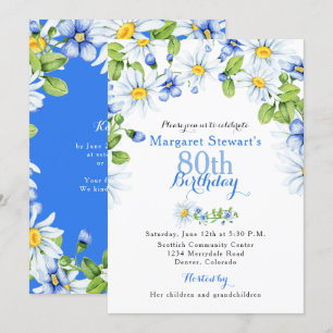 Invitación País blanco azul Invitado por 80 cumpleaños