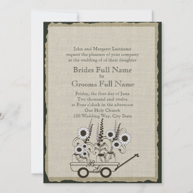 Invitación País Boda de vagón (Anverso)