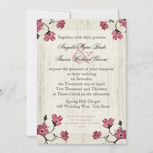Invitación País Boda Dogwood (Anverso)