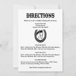 Invitación País Boda negro dirección caballo herradura