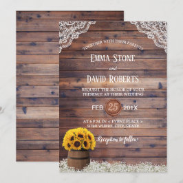 Invitación País Boda Rústico del Vino del Girasol