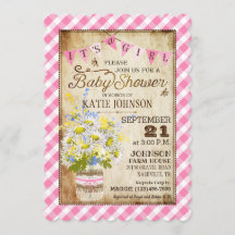 País Daisies Gingham Check Chica Baby Shower