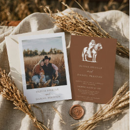 Invitación País de Caballos Rústicos del Oeste Foto Boda