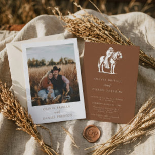 Invitación País de Caballos Rústicos del Oeste Foto Boda