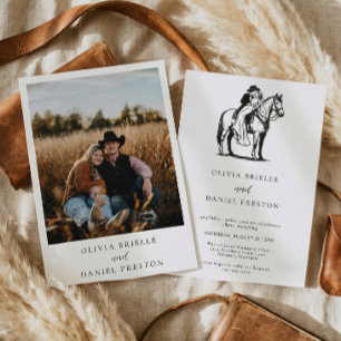 Invitación País de Caballos Rústicos del Oeste Foto Boda