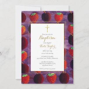 Invitación País de Frutas Rojas Bautizo