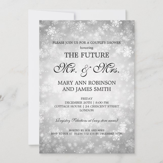 Invitación País de las maravillas del invierno de Sr. señora (Anverso)