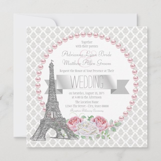 Invitación País francés Boda de París (Anverso)
