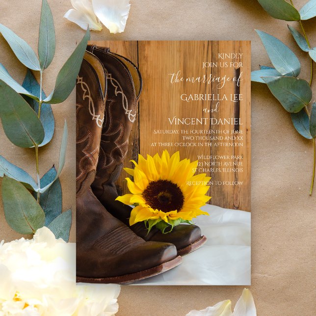 Invitación País Girasol Boda del Barn Occidental (Subido por el creador)