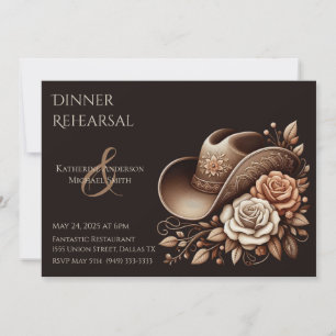 Invitación País Gorra de Vaquera Occidental con Flores