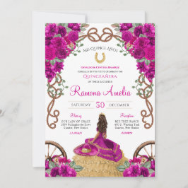Invitación País Magenta Rosa occidental de rosa caliente Quin