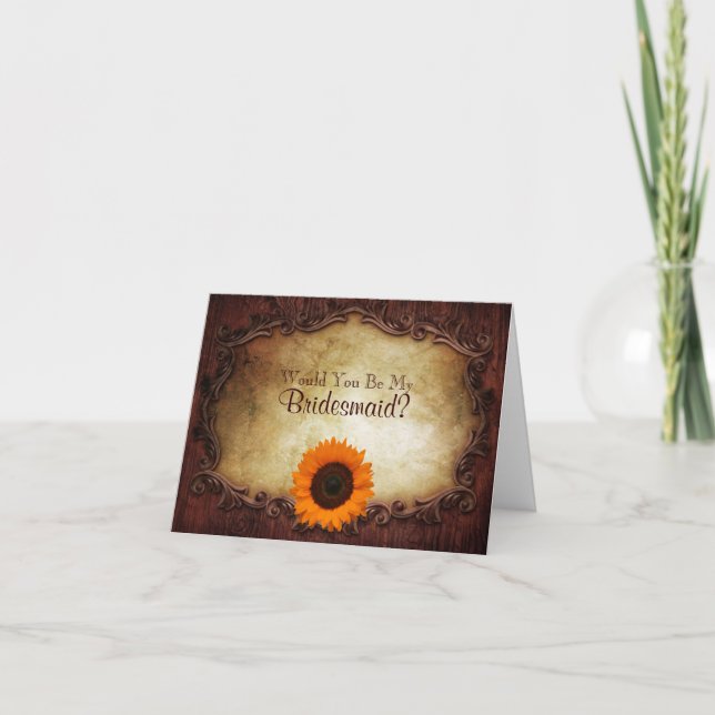 Invitación país occidental rústico, ¿serás mi dama de honor? (Anverso)