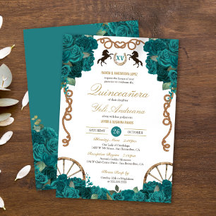 Invitación País Rosa verde azul verde azulado Quinceanera occ