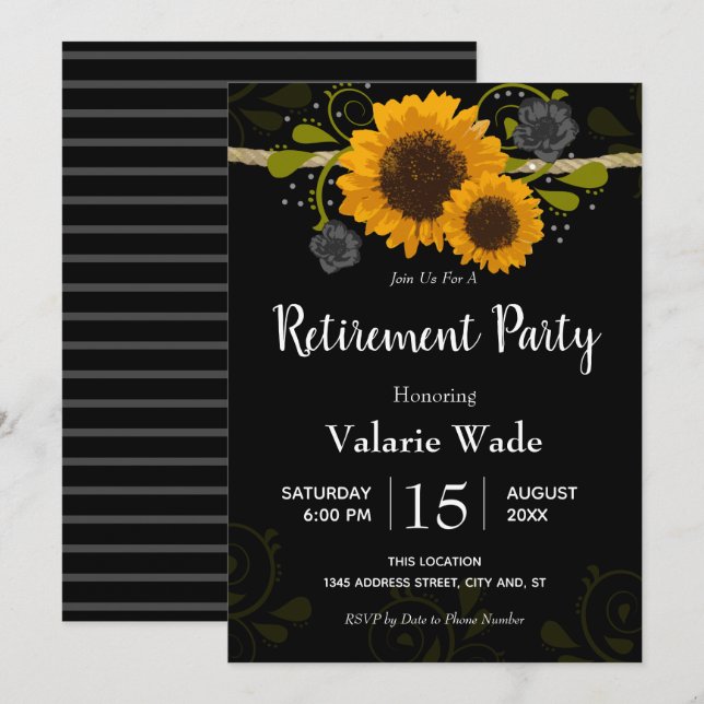 Invitación País ruso Fiesta de retiro de girasoles (Anverso / Reverso)
