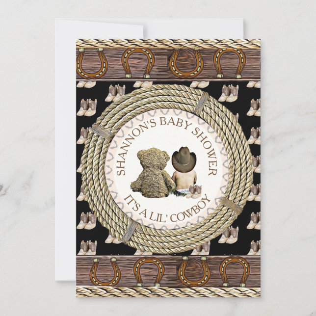 Invitación País rústico de vaqueros y Baby Shower occidental (Anverso)