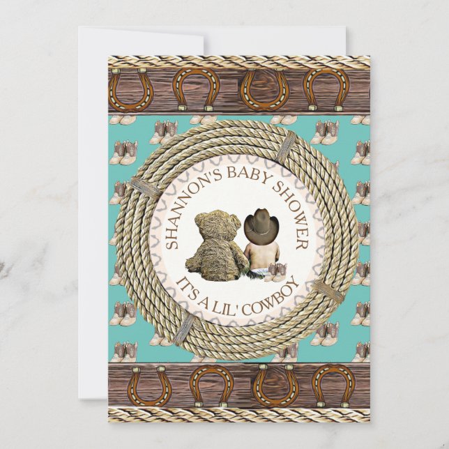 Invitación País rústico de vaqueros y Baby Shower occidental (Anverso)