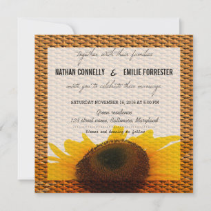 Invitación País Rústico Girasol  Boda de patrón de cesta