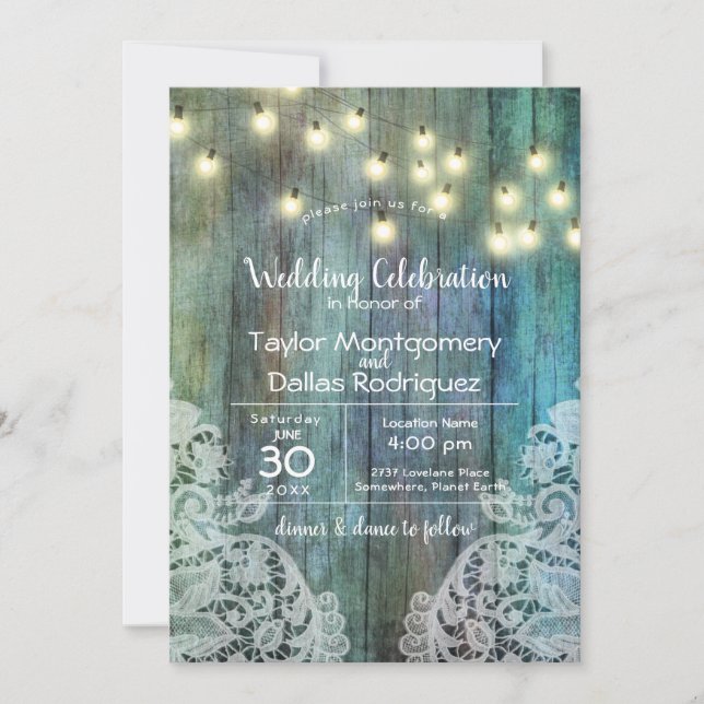 Invitación País Rústico | Madera de época | Marrón (Anverso)