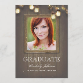 Invitación País Rústico Mason Jar alumbra a graduación de fot