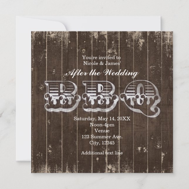 Invitación País Rústico Occidental Después De La Boda BBQ (Anverso)